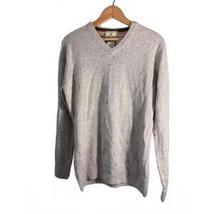 Beretta Italian Light Gray V-Neck Cashmere/Merino Wool  Sweater M